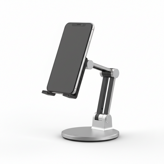 L3T L-398 Adjustable Metal Desk Phone Holder Stand β Foldable Aluminum Mobile Stand for Desk, Office & Home (4β7 Inch Smartphones)