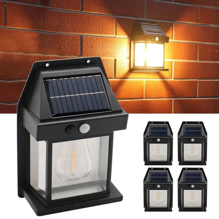 Solar Tungsten LED Wall Lamp – Intelligent Motion Sensor Waterproof Outdoor Solar Light for Garden, Courtyard, Patio, Balcony & Home Security