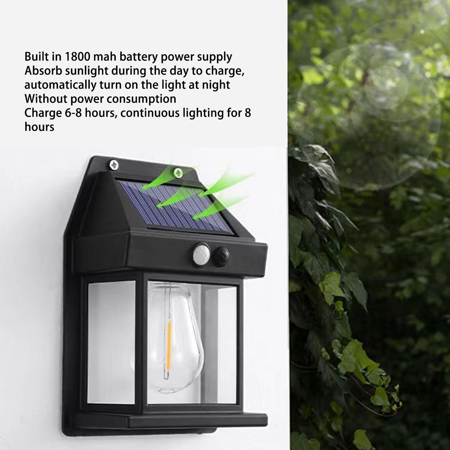 Solar Tungsten LED Wall Lamp – Intelligent Motion Sensor Waterproof Outdoor Solar Light for Garden, Courtyard, Patio, Balcony & Home Security