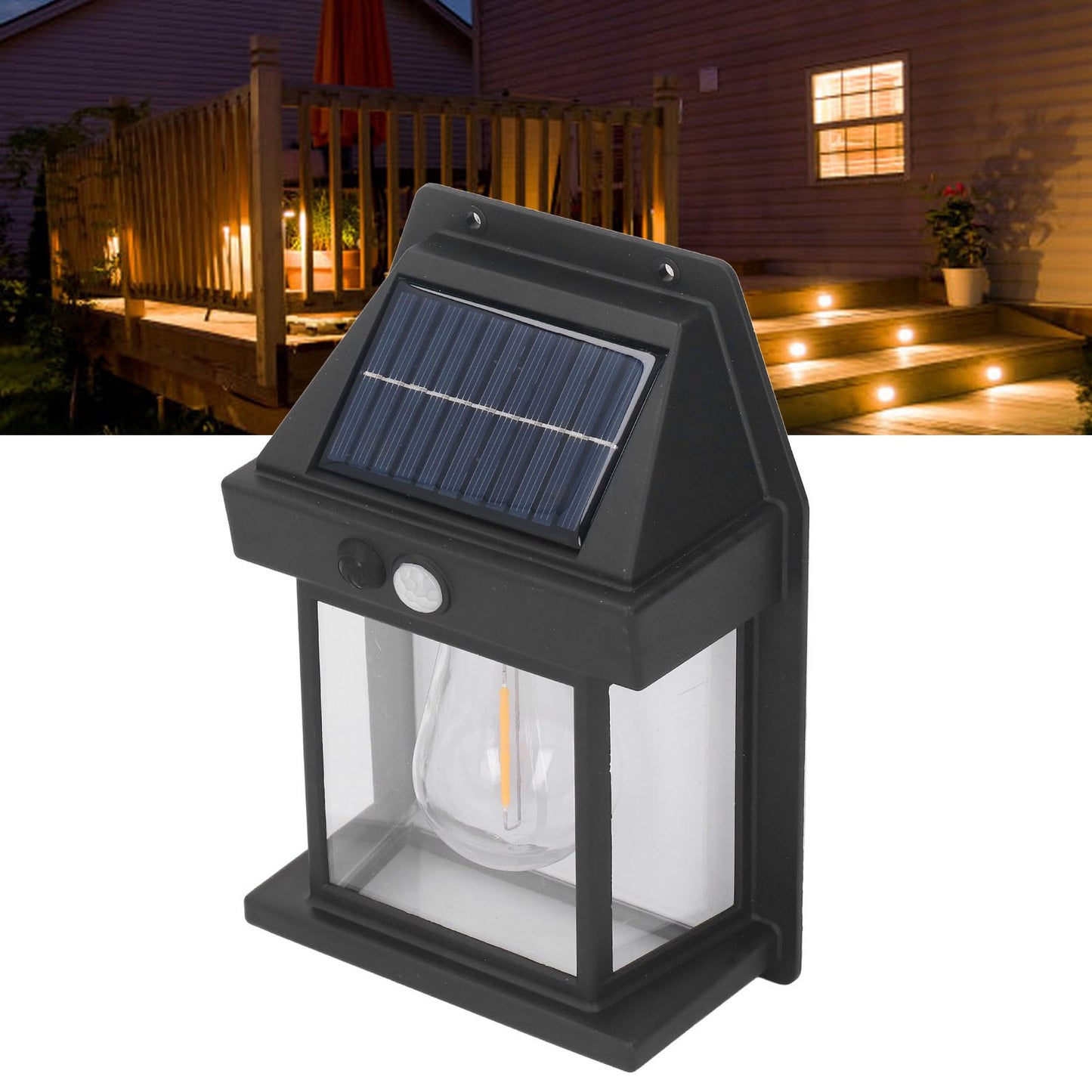 Solar Tungsten LED Wall Lamp – Intelligent Motion Sensor Waterproof Outdoor Solar Light for Garden, Courtyard, Patio, Balcony & Home Security