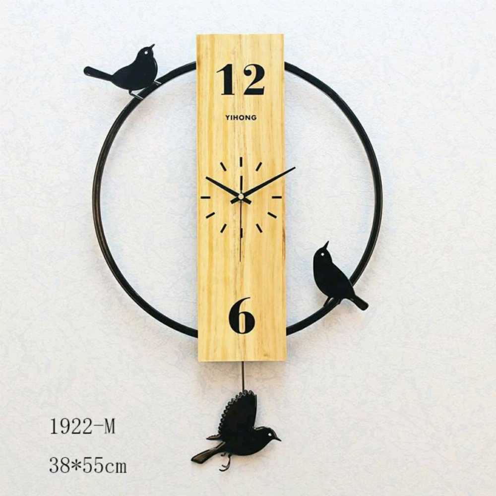 **1922-M Golden Metal Wall Clock – Modern Silent Decorative Wall Clock with Creative Bird Design for Living Room, Bedroom, Office & Home Décor**