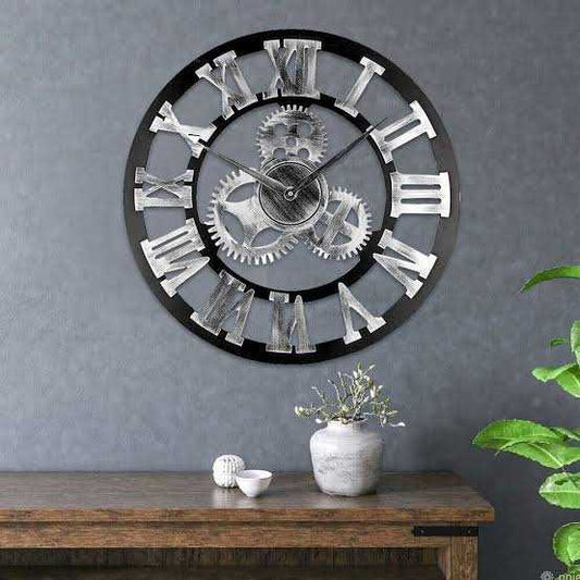 Roman Wall Clock Silver – Elegant Decorative Wall Clock for Home & Office