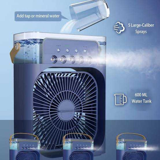 10 Inch Mini Cooling Fan – Portable USB Air Cooler with Mist Spray, 600ml Water Tank, Type-C Rechargeable Personal Air Conditioner for Home, Office & Bedroom