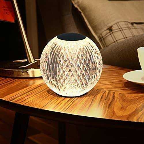 Crystal Round Lamp – Diamond Pattern Rechargeable Touch Night Light