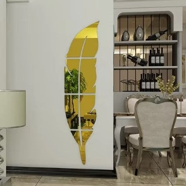3D Acrylic Leaf Wall Mirror – Silver Decorative Room Decor