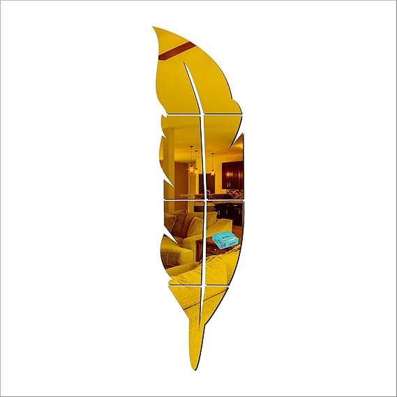 3D Acrylic Leaf Wall Mirror – Silver Decorative Room Decor