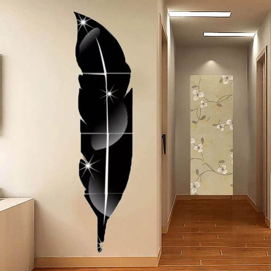 3D Acrylic Leaf Wall Mirror – Silver Decorative Room Decor