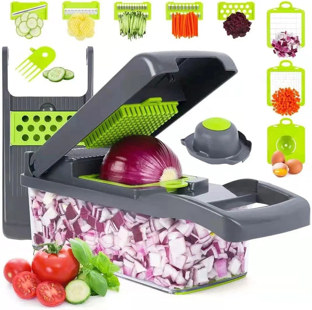 16-in-1 Vegetable Chopper Set – Manual Onion Chopper, Slicer, Dicer & Grater