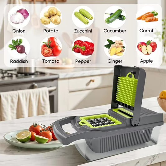 16-in-1 Vegetable Chopper Set – Manual Onion Chopper, Slicer, Dicer & Grater