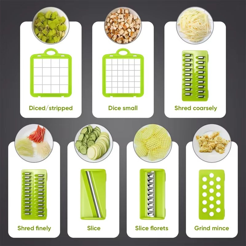 16-in-1 Vegetable Chopper Set – Manual Onion Chopper, Slicer, Dicer & Grater