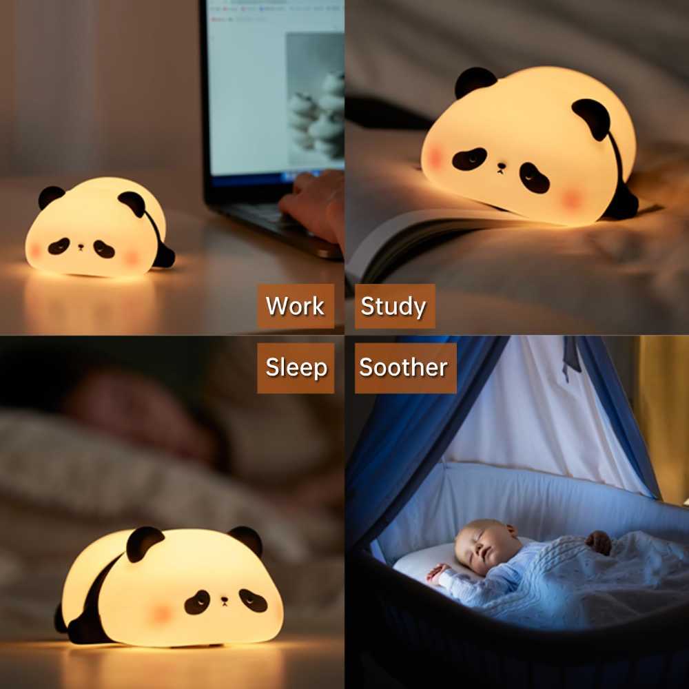 Cute Panda Silicone Night Light – Soft Touch LED Lamp for Kids