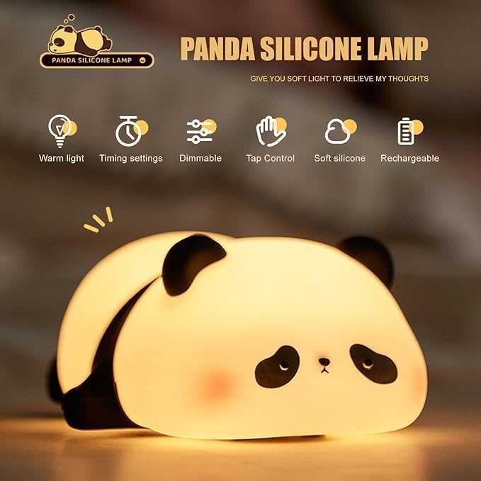 Cute Panda Silicone Night Light – Soft Touch LED Lamp for Kids