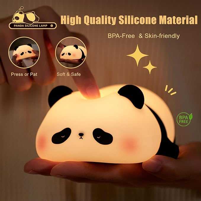 Cute Panda Silicone Night Light – Soft Touch LED Lamp for Kids