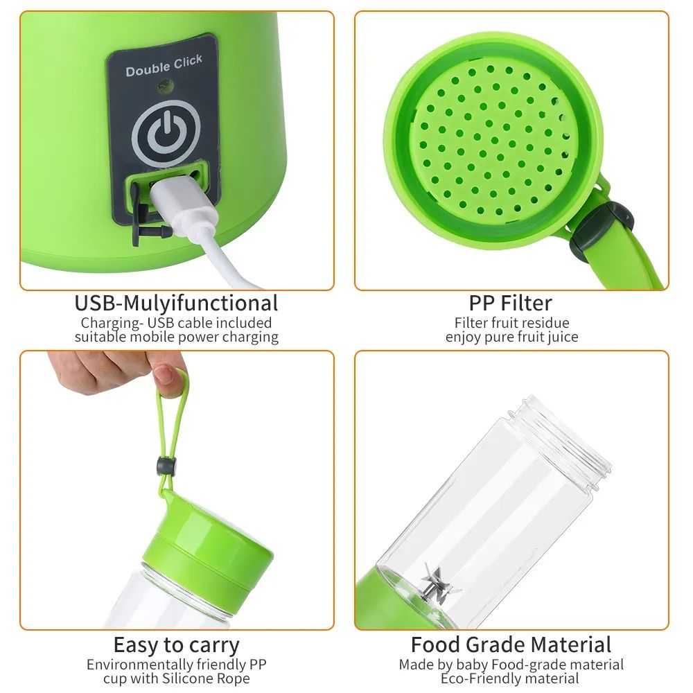 Portable Mini Juicer Blender – Rechargeable Smoothie Maker for Fresh Juice, Shakes & Travel