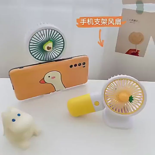 Mini Fruit Portable Fan – 3-Speed Rechargeable Pocket Fan with Type-C Charging